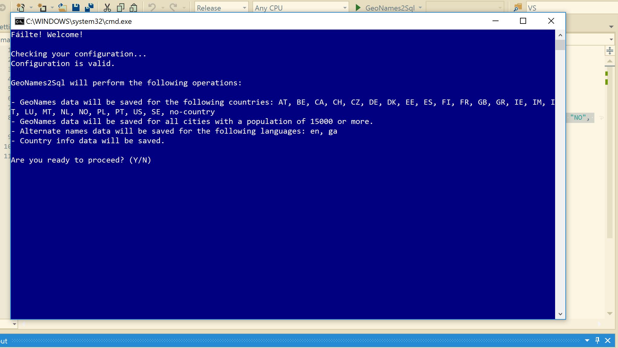 GeoNames2Sql Command-line Interface